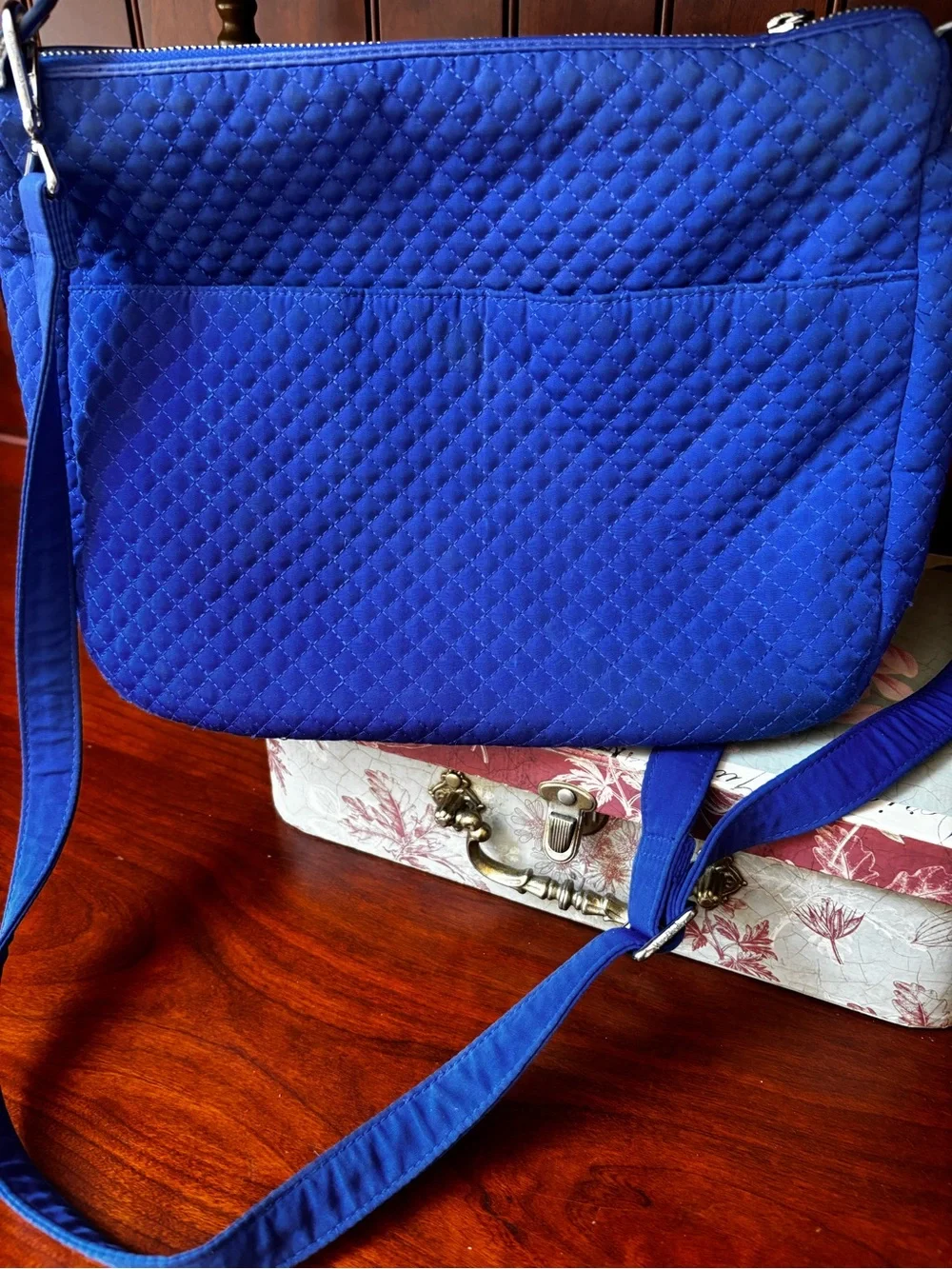 Vera Bradley Carson Mini Hobo Crossbody Bag in Gage Blue Quilted Microfiber